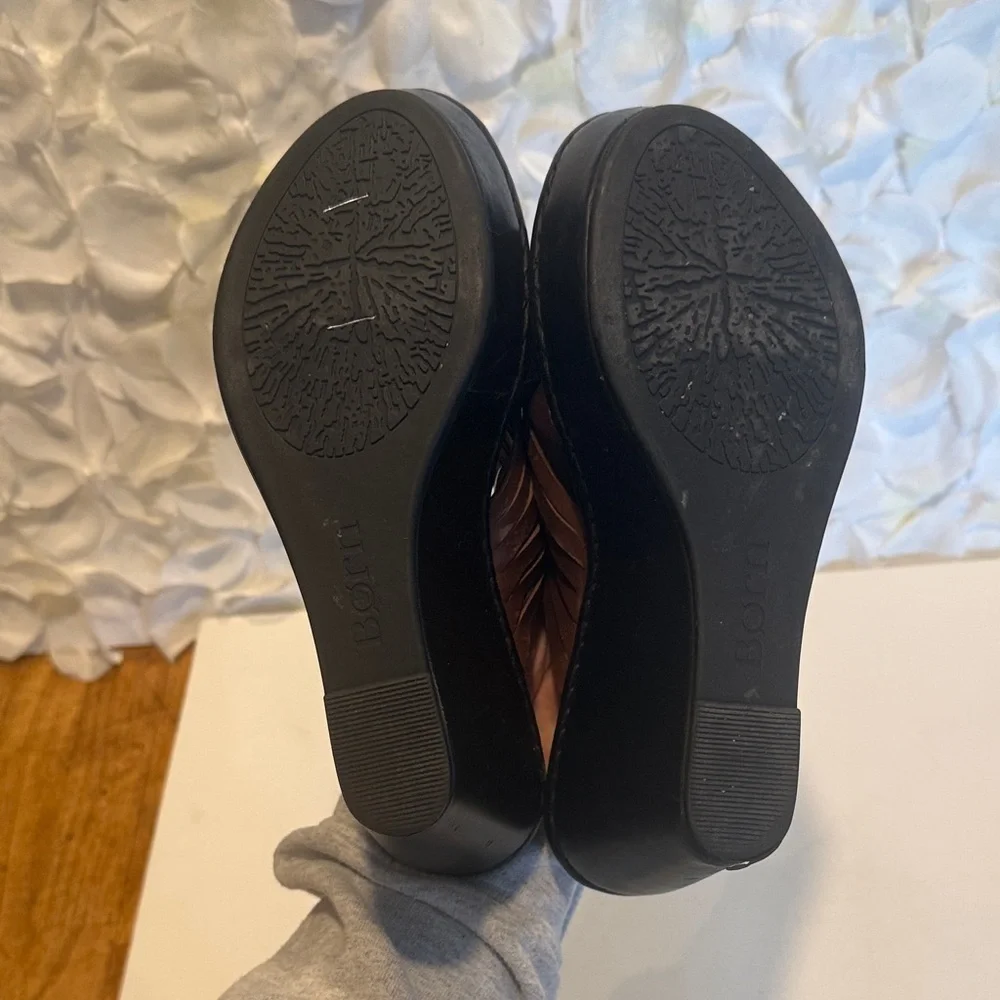 Born Black & Brown Woven Leather Wedge Slide
